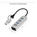 USB 3.1  Hub, 4-port, USB-A+C, aluminum, grey