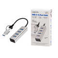 USB 3.1  Hub, 4-port, USB-A+C, aluminum, grey