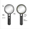 Magnifying glass with light, 5x, 13x and 20x magnification, black