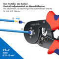 Self-adjusting crimping pliers for wire ferrules 0.25 - 10 mm²