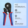 Self-adjusting crimping pliers for wire ferrules 0.08 - 16 mm²