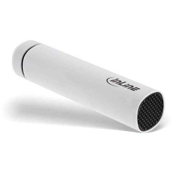 Naar omschrijving van 01472W - InLine USB Soundbank PowerBank 2.200mAh with Speaker and LED indicator, white