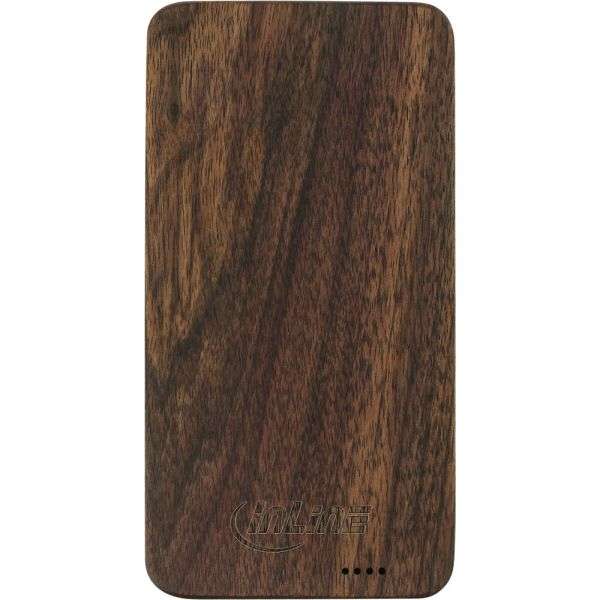 Naar omschrijving van 01478S - InLine USB PowerBank 5.000mAh woodplate with LED Display real walnut wood