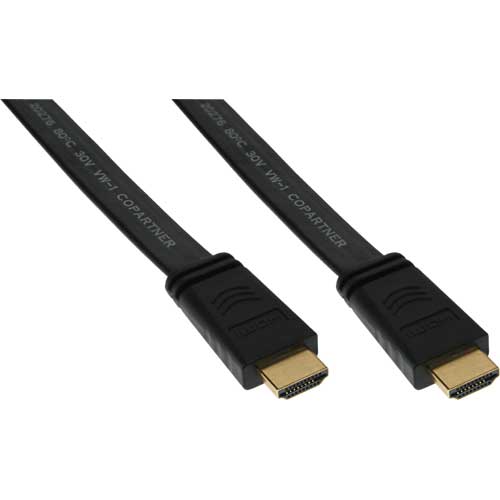 Naar omschrijving van 17005F - HDMI flat cable, InLine, High Speed HDMI Cable with Ethernet, black, golden contacts, 5m