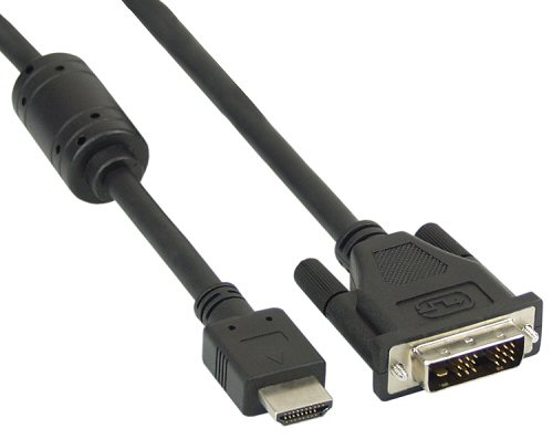 Naar omschrijving van 17662 - InLine HDMI-DVI kabel,  19-pins M naar 18+1 M, zwart, 1.8m, met ferrietkernen