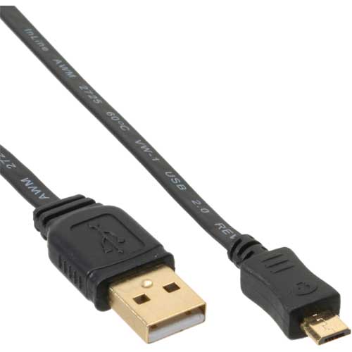Naar omschrijving van 31710F - InLine  Micro-USB 2.0 Flatkabel, USB-A Male an Micro-B Male, 1m