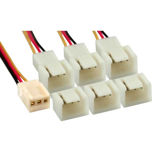 Naar omschrijving van 33436 - InLine Ventilator adapterkabel (Y-kabel),  3-pins Molex V naar 6x 3-pins Molex M
