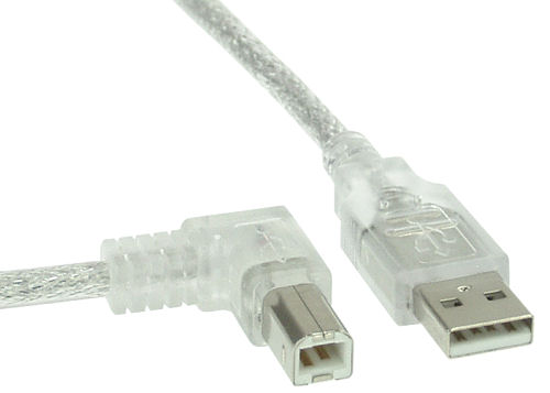 Naar omschrijving van 34556L - InLine USB 2.0 Kabel, A an B links abgewinkelt, transparent, 5m