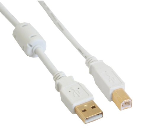 Naar omschrijving van 34535W - InLine USB 2.0 kabel,  A naar B, wit/goud, met ferrietkern, 3m