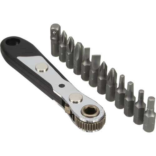 Naar omschrijving van 43034T - Inline pocket tool set, mini ratchet wrench with 12pcs. bit set