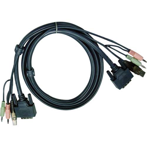 Naar omschrijving van 60693C - KVM cable set, ATEN DVI+USB+audio, 2L-7D03U , length 3m