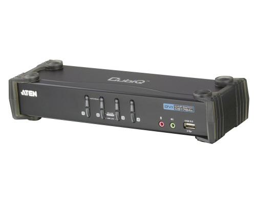 Naar omschrijving van 61614B - KVMP Switch, ATEN, 4-fold, CubiQ CS1764A, DVI, USB, Audio