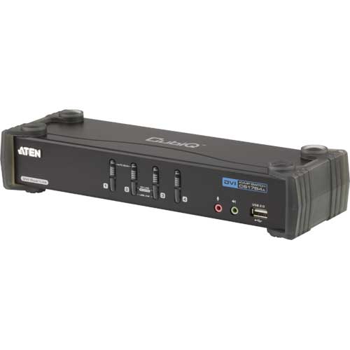 Naar omschrijving van 61614E - KVMP Switch, 4-port, ATEN CubiQ CS1784A, DVI, USB 2.0, Audio 2.1