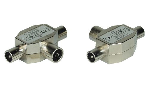 Naar omschrijving van 69914 - Antenna T-Splitter for TV, InLine, 1x Coax female to 2x Coax male