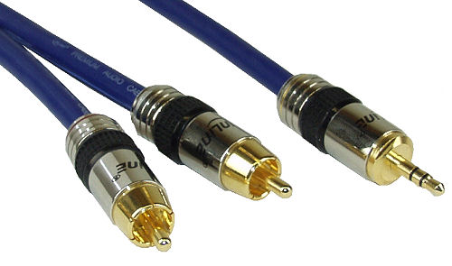 Naar omschrijving van 89935P - InLine Audiokabel,  Premium, vergulde contacten, 2x Tulpplug naar 3.5mm M, 5m
