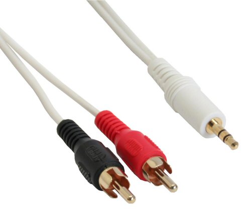 Naar omschrijving van 89939X - InLine Tulp-/jack kabel,  2x Tulpplug naar 3,5mm jack connector, wit/goud, 3m