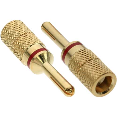 Naar omschrijving van 99112E - InLine Banana Plug male gold plated red color coded for 4mm Cabling