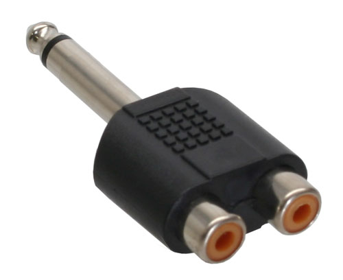 Naar omschrijving van 99339 - InLine Audio adapter,  6.3mm jack stekker mono naar 2x Tulp contraplug