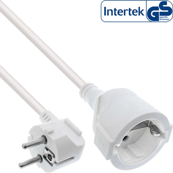 Naar omschrijving van 16410T - InLine® Power Extension Cable Type F angled, white, 15m