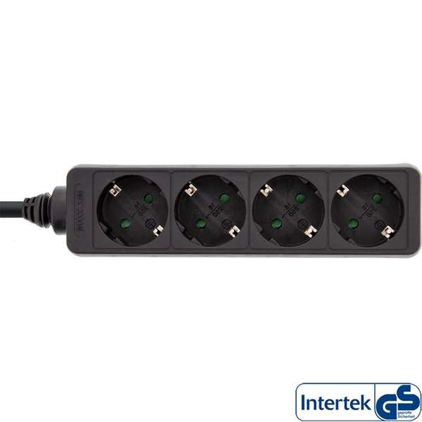 Naar omschrijving van 16441E - InLine  Stekkerdoos, zwart, 4 voudig 1,5m Kabel, met Kinderbeveiliging