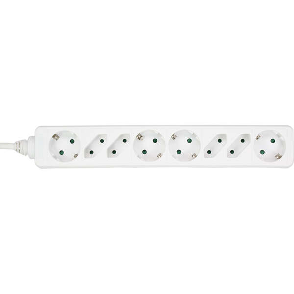 Naar omschrijving van 16481W - InLine Power strip, white, 8-fold, 4xSchutzkontakt + 4xEuro, 1,5m supply cable, with child safety