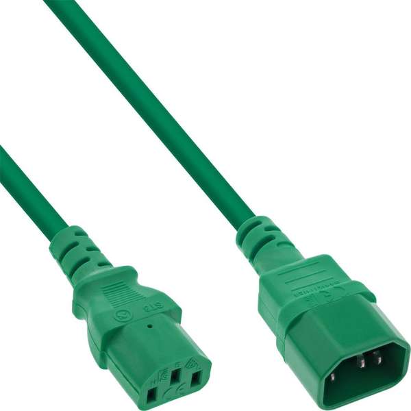 Naar omschrijving van 16505G - InLine Power cable extension, C13 to C14, green, 0.5m