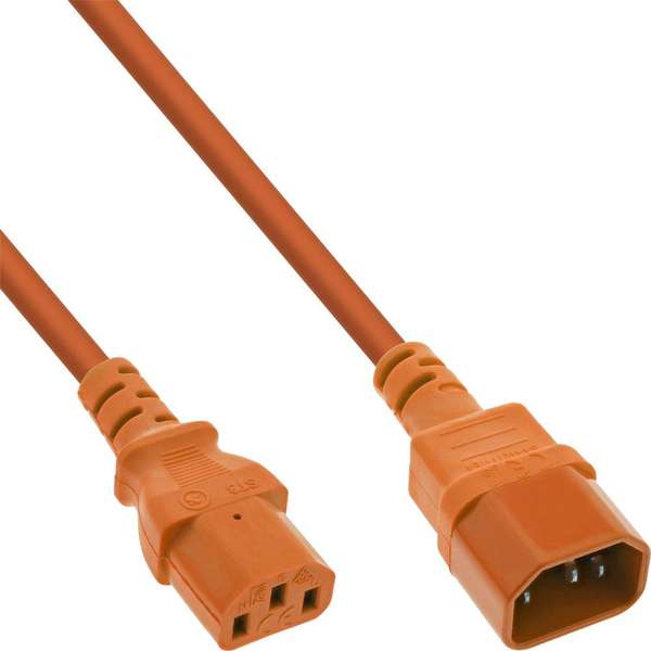 Naar omschrijving van 16505O - InLine Power cable extension, C13 to C14, orange, 0.5m
