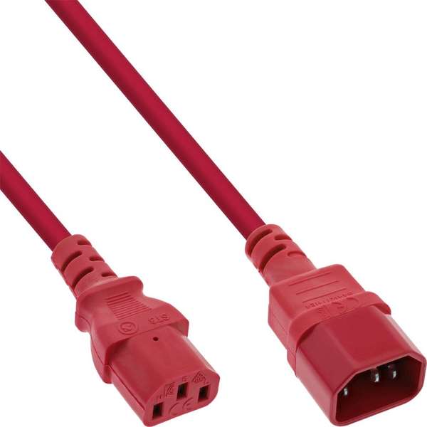Naar omschrijving van 16504R - InLine Power cable extension, C13 to C14, red, 1.5m