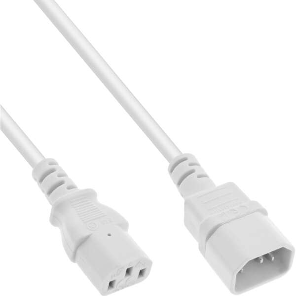 Naar omschrijving van 16631W - InLine® power cable extension, C13 / C14, white, 1m