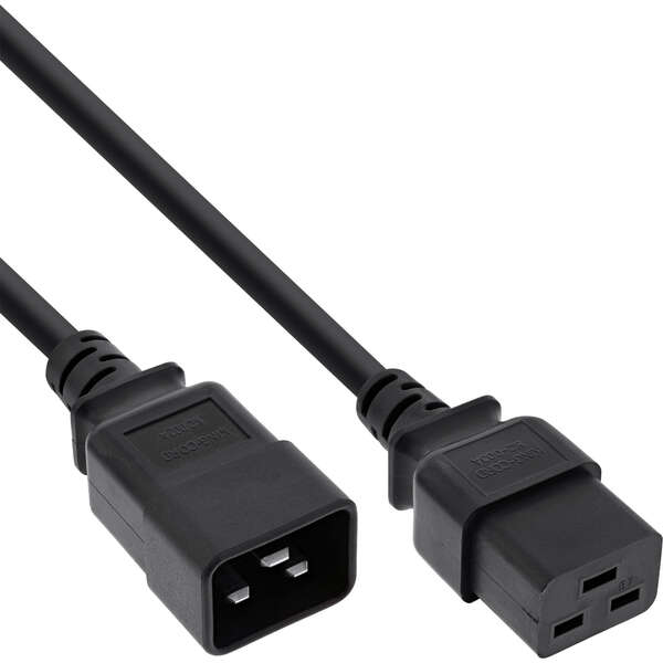 Naar omschrijving van 16641K - InLine power cable C19 / C20 3-pin IEC male / female black 0.75m