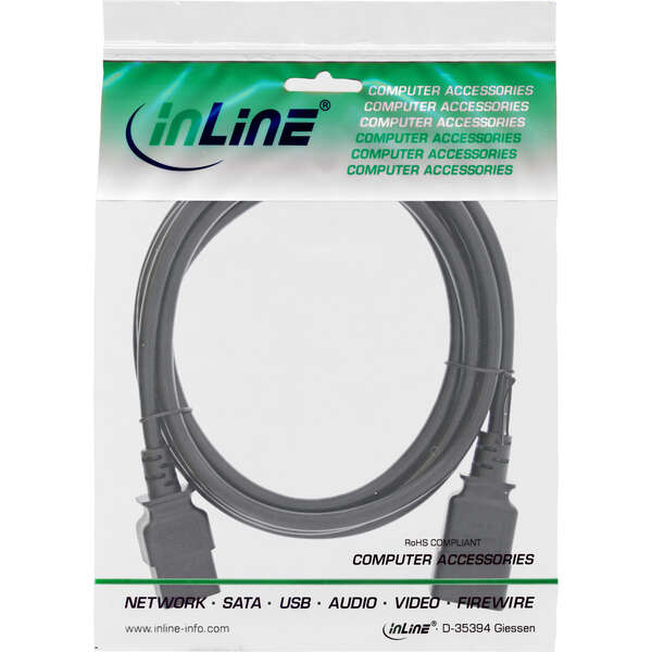 Naar omschrijving van 16641K - InLine power cable C19 / C20 3-pin IEC male / female black 0.75m