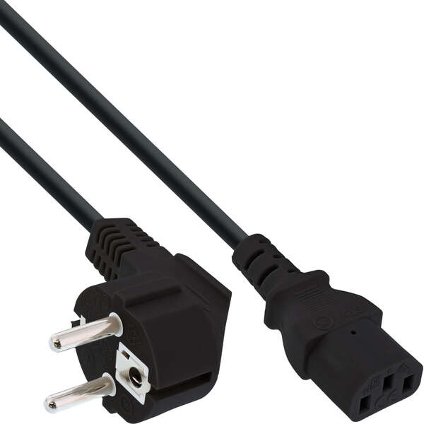 Naar omschrijving van 16651M - InLine Power cable, schuko CEE 7/7 angled / 3pin IEC C13 male, 0.5m