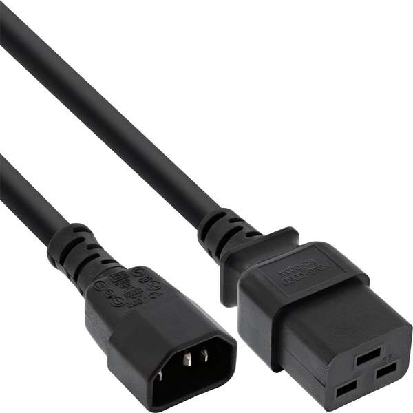 Naar omschrijving van 16659G - InLine Power adapter cable, IEC-60320 C14 to C19, 3x1,5mm2, max. 10A, black, 2m