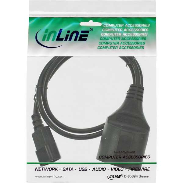Naar omschrijving van 16659K - InLine Power Cable C14 plug to German Type F socket black 0.5m
