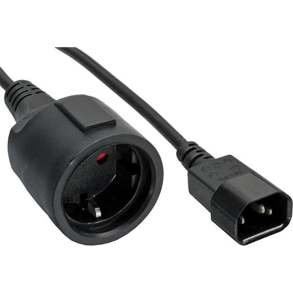 Naar omschrijving van 16659K - InLine Power Cable C14 plug to German Type F socket black 0.5m