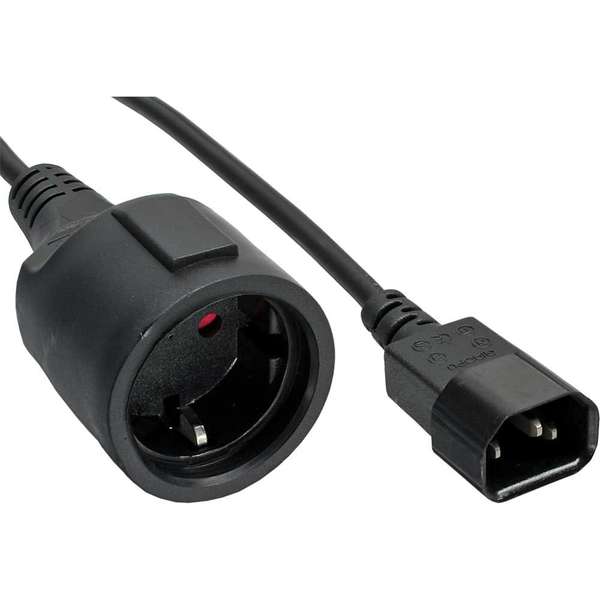 Naar omschrijving van 16659M - InLine Power Cable C14 plug to German Type F socket black 3m