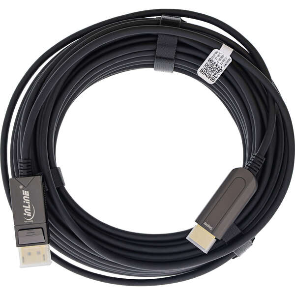 Naar omschrijving van 17180B - InLine DisplayPort to HDMI AOC converter cable, 4K/60Hz, black, 15m