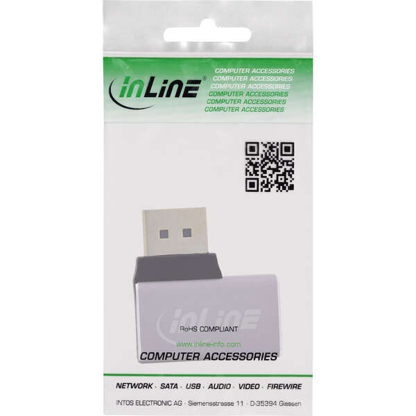 Naar omschrijving van 17291D - InLine DisplayPort 1.4 Adapter, DisplayPort male / female, 90° right, 8K