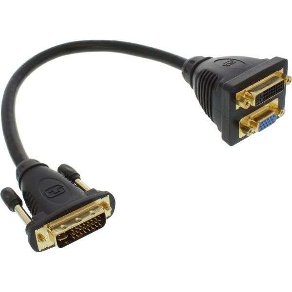 Naar omschrijving van 17301 - InLine DVI adapterkabel,  DVI stekker naar DVI socket + S-VGA socket