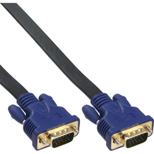 Naar omschrijving van 17803F - InLine  S-VGA Flatkabel, 15HD Male/Male, zwart, 0,3m