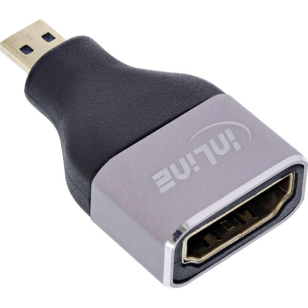 Naar omschrijving van 17991B - InLine HDMI adapter, HDMI A female / Micro HDMI D male, 8K UHD