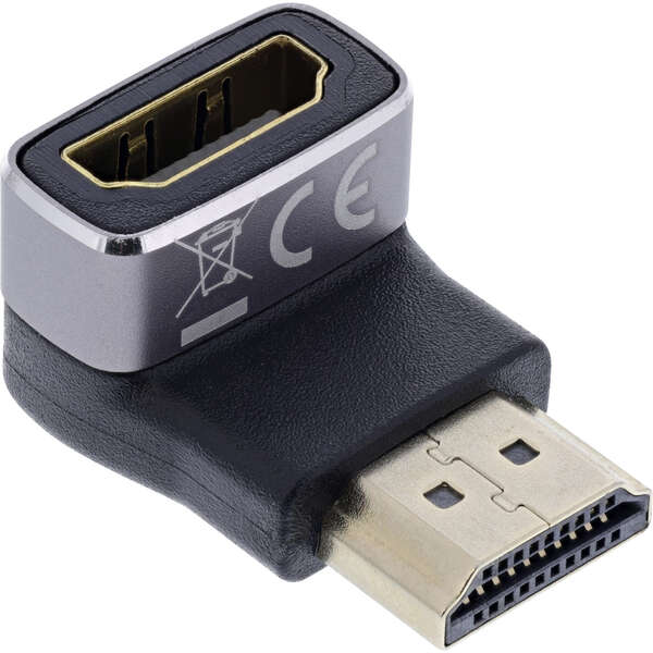 Naar omschrijving van 17991F - InLine® HDMI adapter, HDMI A plug / socket, 90° down, 8K UHD