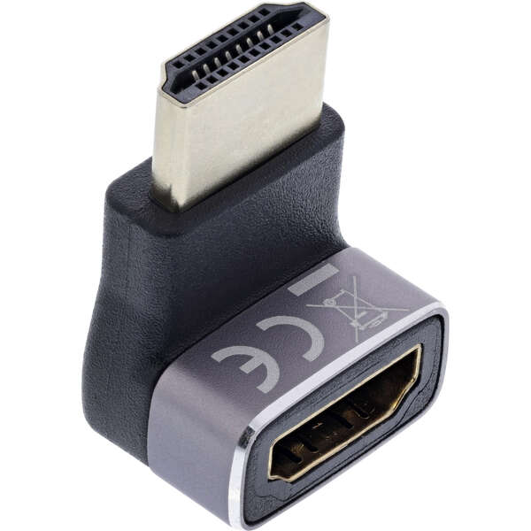 Naar omschrijving van 17991G - InLine® HDMI adapter, HDMI A plug / socket, 90° up, 8K UHD