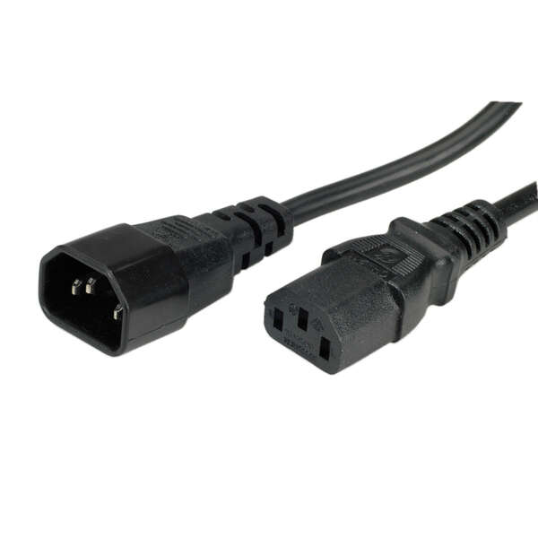 Naar omschrijving van 19-99-1510 - VALUE stroomverlengkabel, IEC 320 C14 - C13, zwart, 1 m