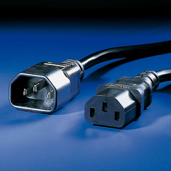 Naar omschrijving van 19-99-1510 - VALUE stroomverlengkabel, IEC 320 C14 - C13, zwart, 1 m