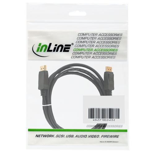 Naar omschrijving van 17107P - InLine DisplayPort kabel,   zwart, vergulde contacten, 7.5m