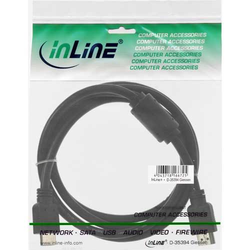 Naar omschrijving van 17621 - InLine HDMI kabel,  High Speed HDMI kabel, M/M, zwart, met ferrietkernen, 1m