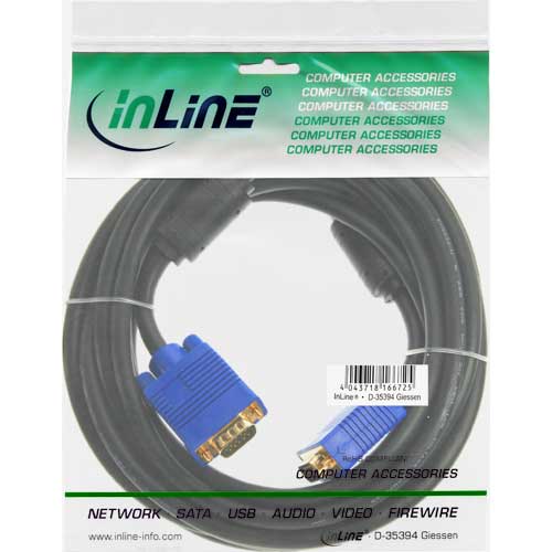 Naar omschrijving van 17745S - InLine S-VGA kabel,  Premium, zwart 15HD M/V, 5m