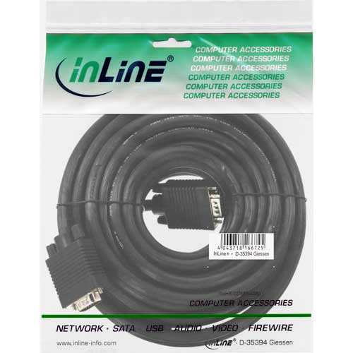 Naar omschrijving van 17743B - InLine S-VGA kabel,  zwart, 15HD M/F, 3m