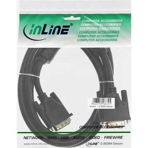 Naar omschrijving van 17775 - InLine DVI-D kabel,  24+1 M/M, Dual Link, 2 ferrietkernen, 5m